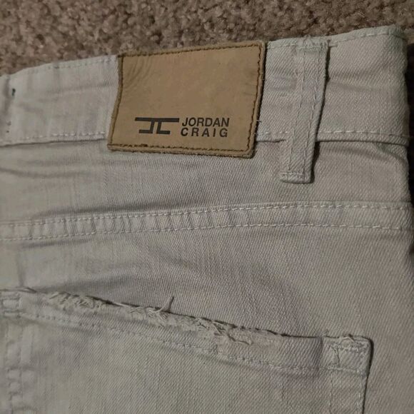 New Jordan Craig Ross Khaki Pants Mens Size 36 x 32 Distressed Beige Jeans